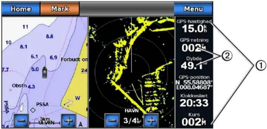 GARMIN GPSMAP 720s - Datafelter på kombinationsskærme - 1
