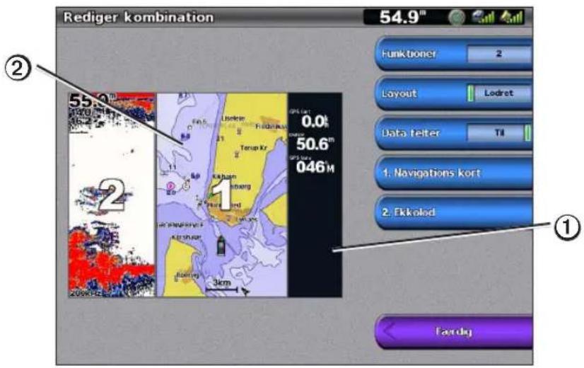 GARMIN GPSMAP 5012 - Tilpasning af kombinationsskærmen - 1