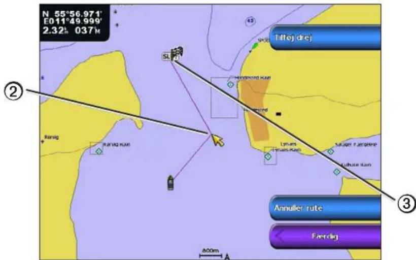 GARMIN GPSMAP 5012 - Oprettelse og navigering af en rute fra din nuværende position - 2