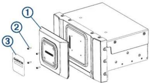 Technical diagram of a device with numbered components and a label pointing to a device labeled 'GARON'.