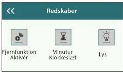 Redskaber Fjernfunktion Aktivér Minutur Klokkeslæt Lys