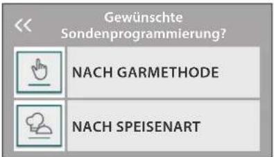 Gewünschte Sondenprogrammierung? NACH GARMETHODE NACH SPEISENART