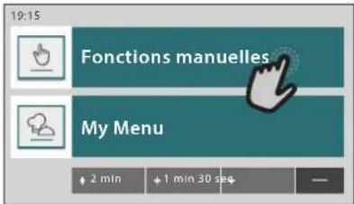 19:15 Fonctions manuelles My Menu + 2 min + 1 min 30 sec