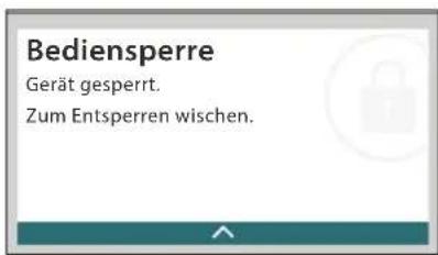 Bediensperre Gerät gesperrt. Zum Entsperrren wischen.