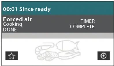 00:01 Since ready Forced air Cooking DONE TIMER COMPLETE