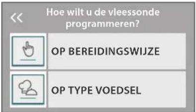 Hoe wilt u de vleessonde programmeren? OP BEREIDINGSWIJZE OP TYPE VOEDSEL