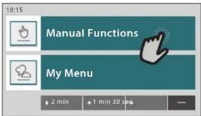 19:15 Manual Functions My Menu 2 min + 1 min 30 sec