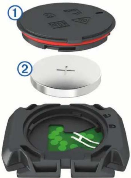 Diagram showing three views of a device's internal components with numbered labels (①, ②) indicating different parts.