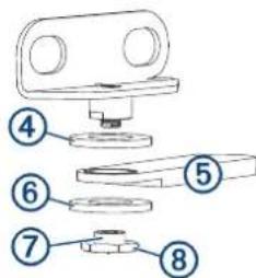 Diagram of a mechanical assembly with numbered parts labeled 4 through 8