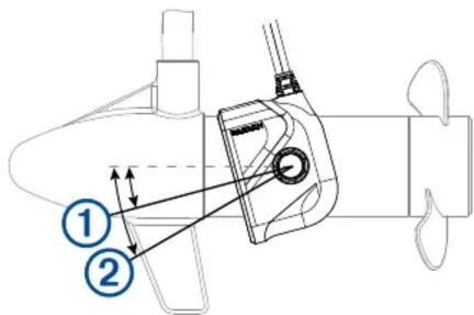 GARMIN Panoptix PS21-TR - Justering af transducervinkel på trollingmotoren - 1