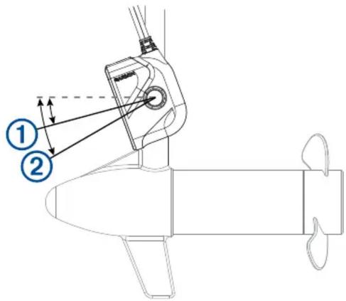 GARMIN Panoptix PS21-TR - Justering af transduceren på trollingmotorens ben - 1