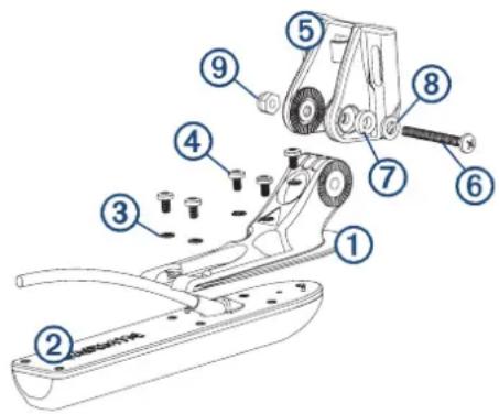 GARMIN GCV 20 - Installation af transduceren med et beslag til agterspejlsmontering - 1
