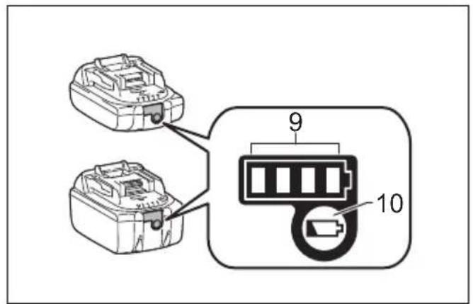 Diagram showing two tank components connected to a battery pack with labeled pins 9 and 10