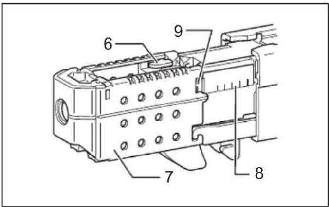 Technical diagram of a mechanical device with numbered components for identification