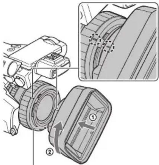 SONY PXW-Z150 - Montering af objektivdæksel med blænde - 1