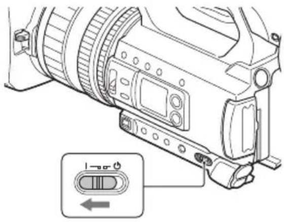 SONY PXW-Z150 - Drej kontakten ON/STANDBY til ON (?). - 1