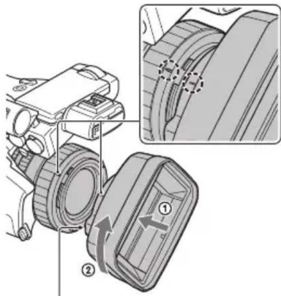 SONY PXW-Z150 - Fästa linsskyddet med motljusskyddet - 1