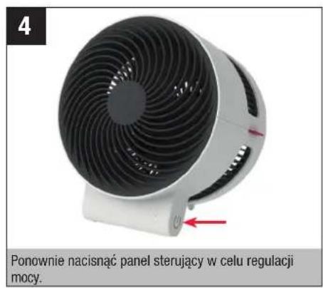 4 Ponownie nacisnąć panel sterujący w celu regulacji mocy.