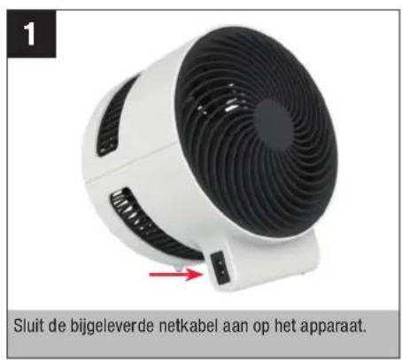 1 Sluit de bijgeleverde netkabel aan op het apparaat.