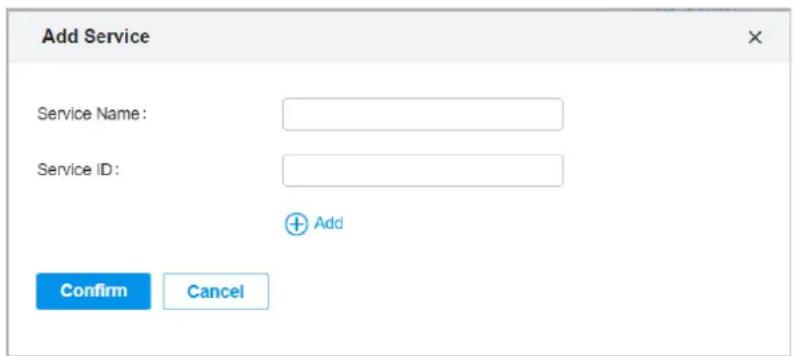 Add Service Service Name: Service ID: Add Confirm Cancel