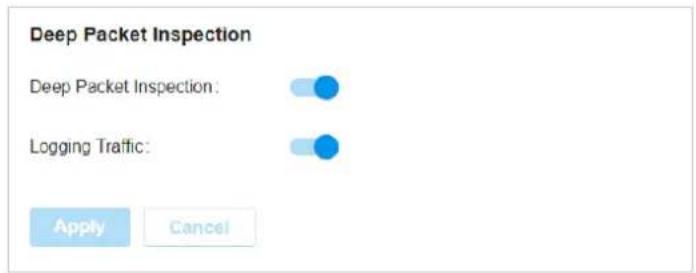 Deep Packet Inspection Deep Packet Inspection: Logging Traffic: Apply Cancel