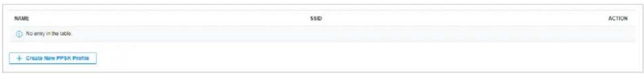 NAME $SID ACTION No entry in the table. + Create New PPSK Profile