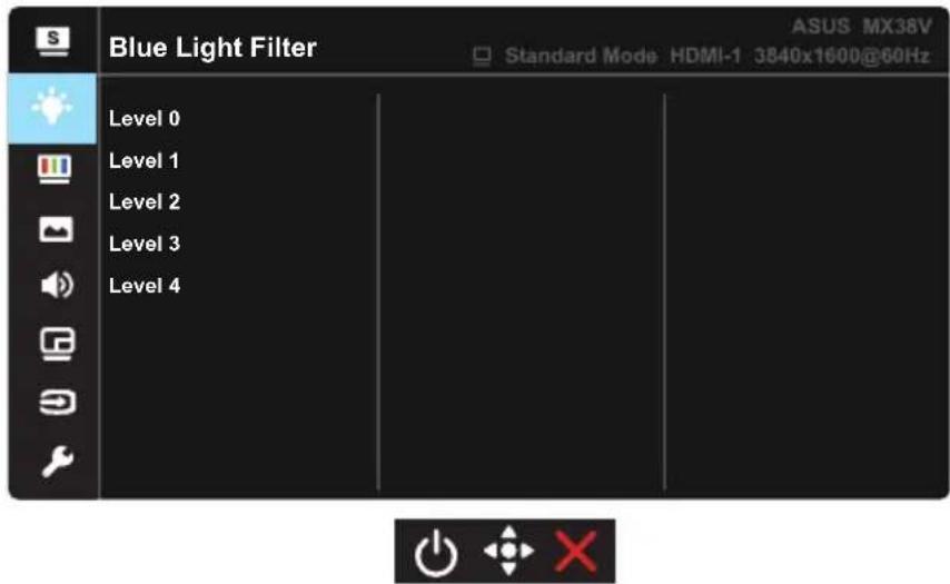 Blue Light Filter Level 0 Level 1 Level 2 Level 3 Level 4 ASUS MX38V Standard Mode HDMI-1 3840x1600@60Hz