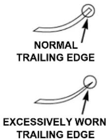 NORMAL TRAILING EDGE EXCESSIVELY WORN TRAILING EDGE
