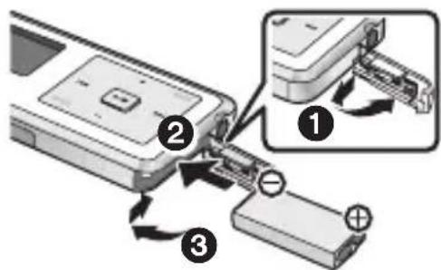 PANASONIC D-Snap SV-SD300 - Sæt det genopladelige batteri i. - 1