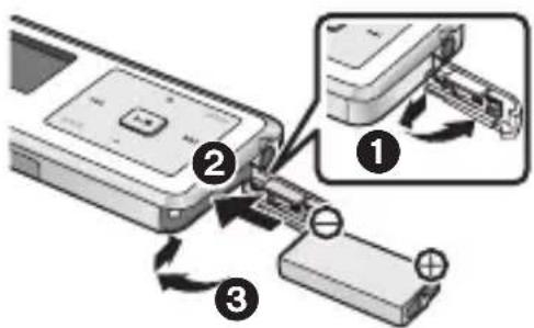 PANASONIC D-Snap SV-SD300 - Sätt i det laddningsbara batteriet. - 1