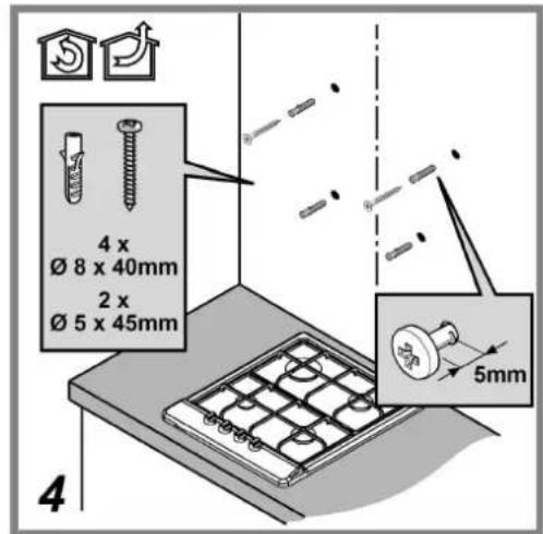 4 x Ø 8 x 40mm 2 x Ø 5 x 45mm 5mm