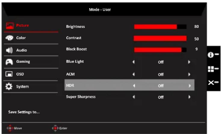 ACER XF252QPBMIIPRX - HDR-funktion - 2