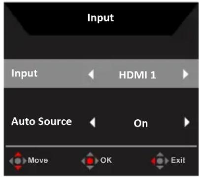 Input Input HDMI 1 Auto Source On Move OK Exit