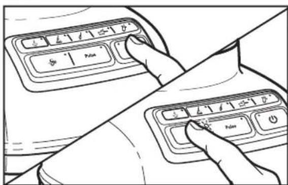 Diagram showing hand positioning keys on a computer keyboard, with 'Pulse' and 'On' labels visible