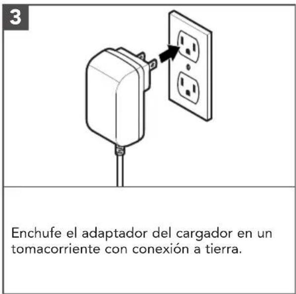 Enchufe el adaptador del cargador en un tomacorriente con conexión a tierra.