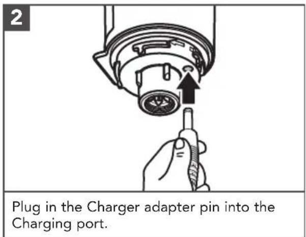 2 Plug in the Charger adapter pin into the Charging port.
