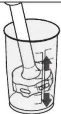 Diagram of a mechanical device with labeled parts and directional arrows indicating motion or force
