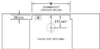 DOWNDRAFT CUT-CUT WIDTH 68 mm E 210 mm' RANGE TOP OPENING