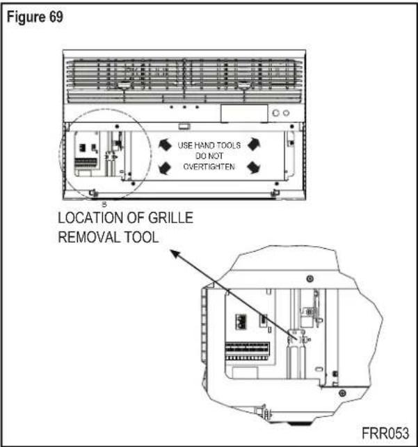 Figure 69 USE HAND TOOLS DO NOT OVERTIGHTEN LOCATION OF GRILLE REMOVAL TOOL FRR053