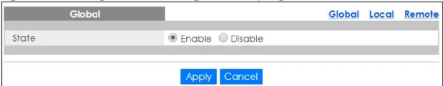 Global State Enable Disable Apply Cancel Global Local Remote