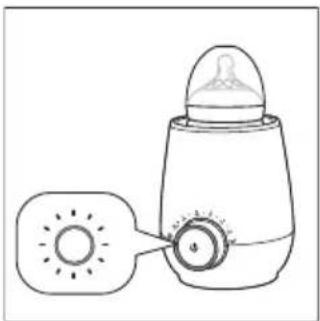 Line drawing of a baby bottle with a sun-shaped lid and a bulb, no text or symbols present