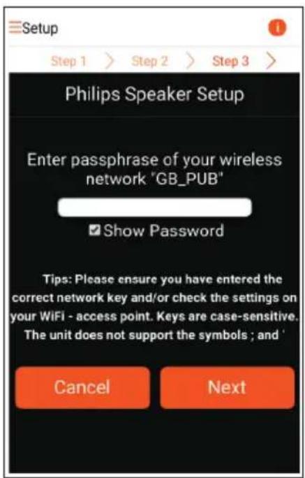 PHILIPS Fidelio AW2000 - Mulighed 2: Opsæt via en ikke-WPS Wi-Fi-router og Android-enhed - 6