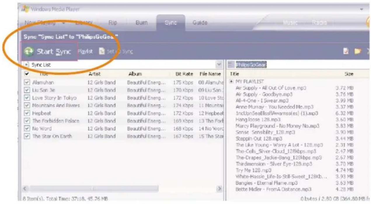 PHILIPS GoGear SA255 - Start Windows Media Player 10 - 6