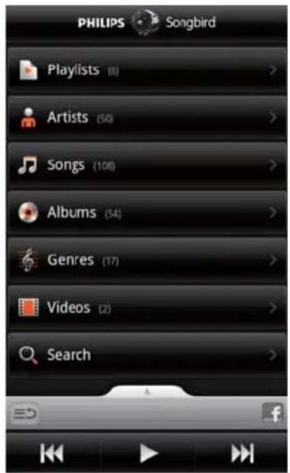 PHILIPS Songbird Playlists (8) Artists (50) Songs (108) Albums (34) Genres (17) Videos (2) Search