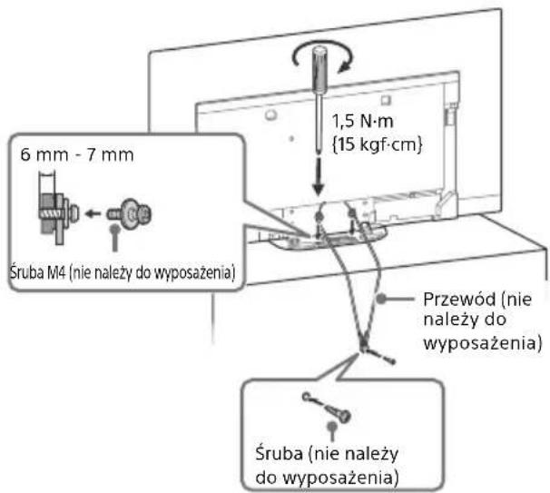 6 mm - 7 mm Śruba M4 (nie należy do wyposażenia) 1,5 N·m {15 kgf·cm} Przewód (nie należy do wyposażenia) Śruba (nie należy do wyposażenia)