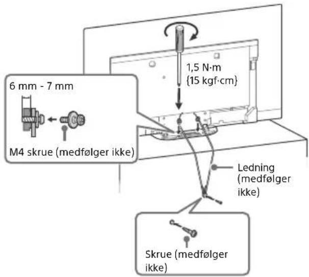 6 mm - 7 mm M4 skrue (medfølger ikke) 1,5 N·m {15 kgf·cm} Ledning (medfølger ikke) Skrue (medfølger ikke)