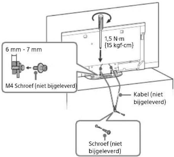 6 mm - 7 mm M4 Schroef (niet bijgeleverd) 1,5 N·m {15 kgf·cm} Kabel (niet bijgeleverd) Schroef (niet bijgeleverd)
