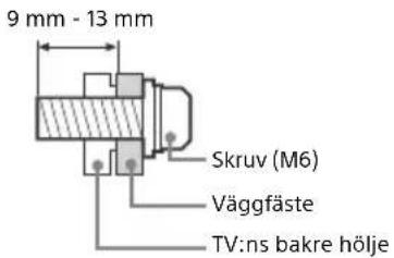 9 mm - 13 mm Skruv (M6) Väggfäste TV:ns bakre hölje