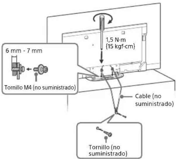 6 mm - 7 mm Tornillo M4 (no suministrado) 1,5 N·m {15 kgf·cm} Cable (no suministrado) Tornillo (no suministrado)