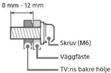 8 mm - 12 mm Skruv (M6) Väggfäste TV:ns bakre hölje